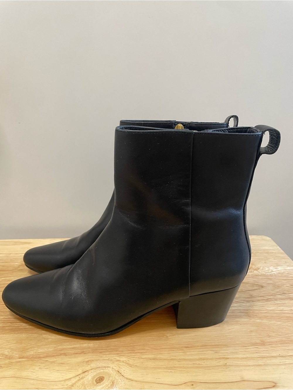 J. Crew Black Western  Leather Ankle Boots Size 8.5